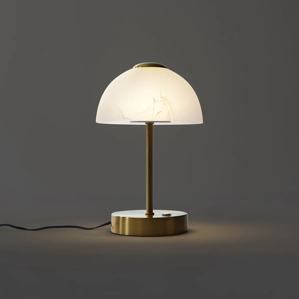 Candeeiro de Mesa de Design Dourado com Vidro Opalino Incl. LED Regulável - Joya