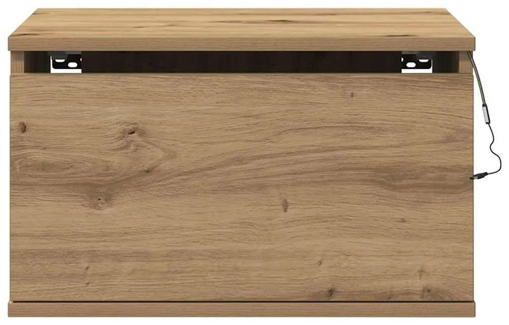 Mesa de cabeceira vidaXL com LED em Carvalho Artisan 50x36x30 cm