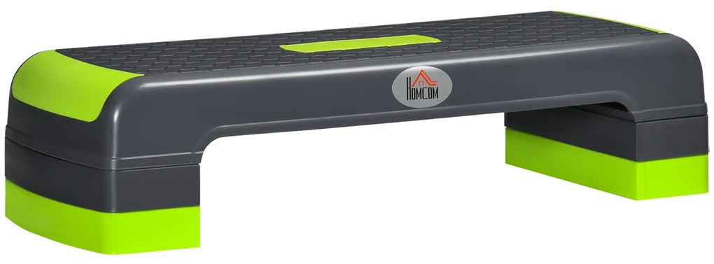 HOMCOM Plataforma Step Fitness Ajustável 10 15 20cm Exercício Estável Antiderrapante 78x28x20cm Verde Cinza | Aosom Portugal