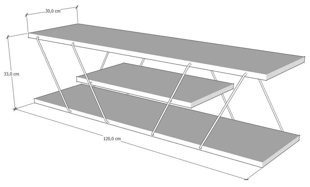 Móvel de TV "Canaz" – Branco e Preto - 120x30x33 cm – Design Industria