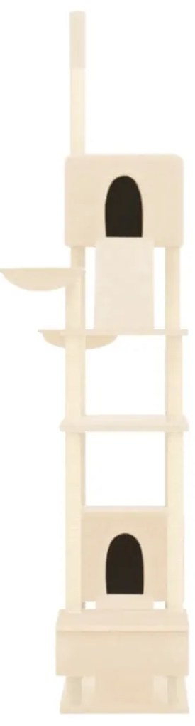 Árvore p/ gatos altura ajustável chão ao teto 277-303 cm creme