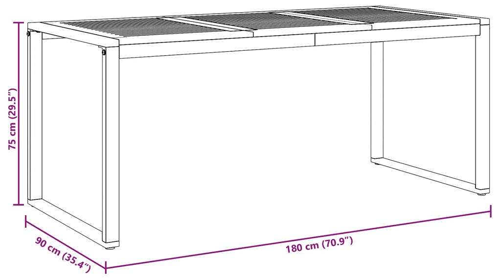 Mesa de Jantar de Jardim 7 Peças em Madeira Sólida de Acácia e Metal