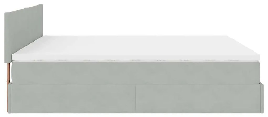 Estrutura cama otomana colchões 180x200cm veludo cinzento claro