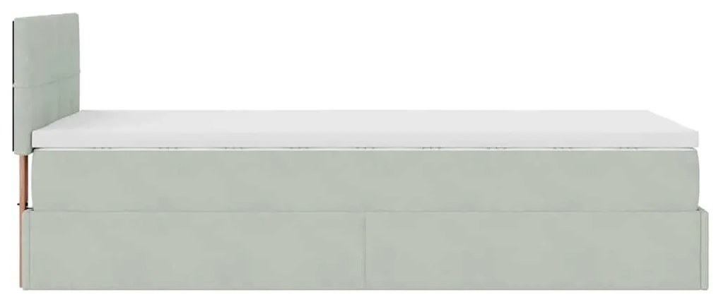 Estrutura cama otomana colchão 80x200 cm veludo cinzento claro
