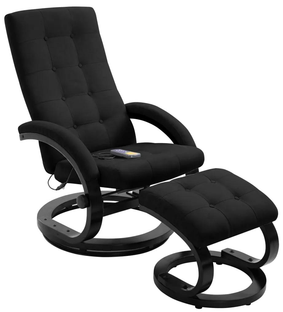 248474 vidaXL Cadeira massagens reclinável c/ apoio pés acamurçada preto