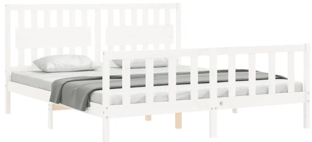 Estrutura cama Super King Size c/ cabeceira madeira branco