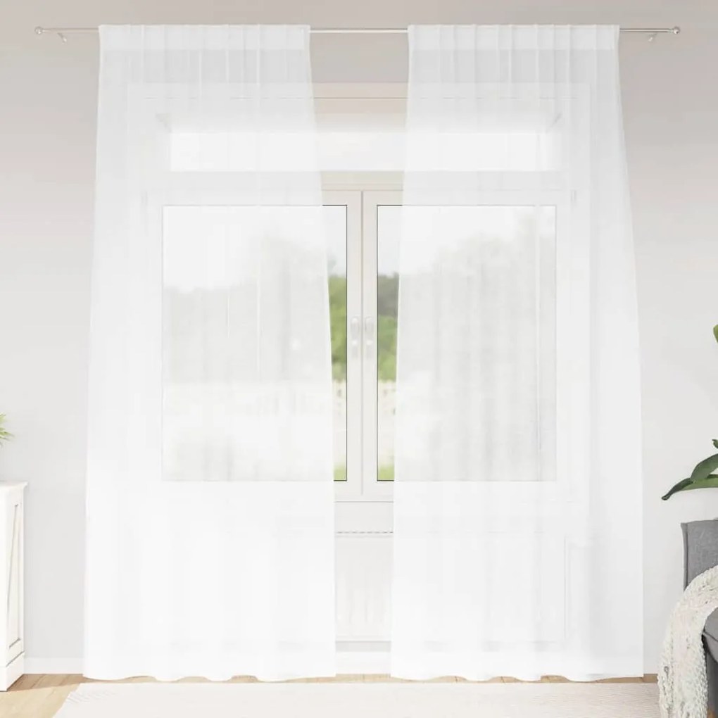 vidaXL Cortina de Voile 2 pcs Branco 225 x 140 cm Poliéster