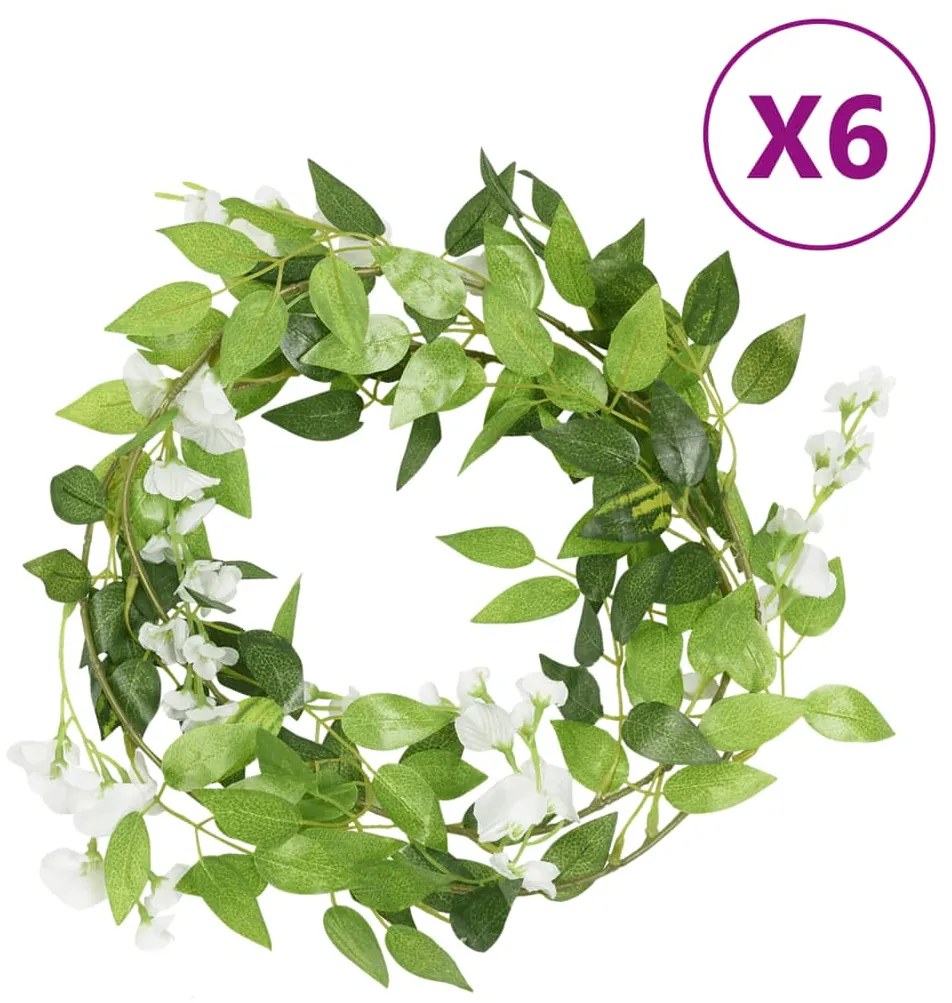 Grinaldas de flores de Natal 6 pcs 200 cm branco