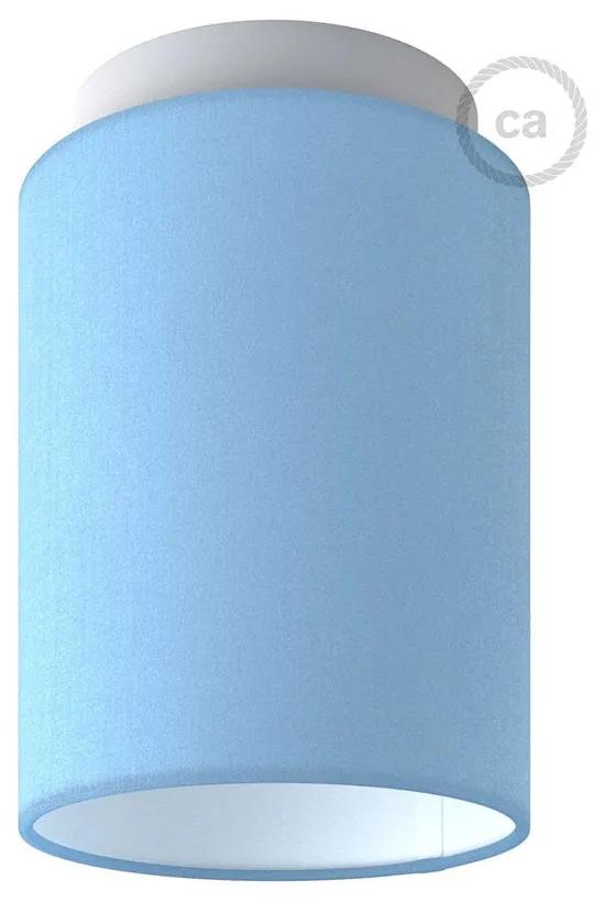 Fermaluce Pastel with Cylinder Lampshade Ø 15cm h18cm metal wall or ceiling flush light - Branco - Heavenly Blue Canvas / Não