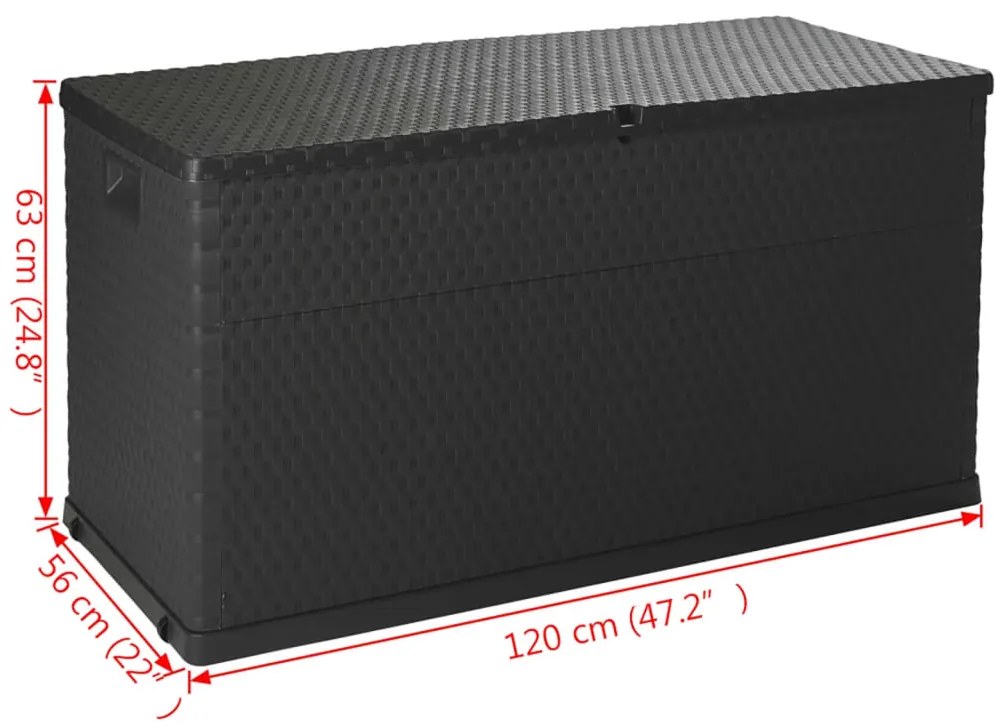 Móvel de arrumação para jardim 120x56x63 cm vime PE antracite