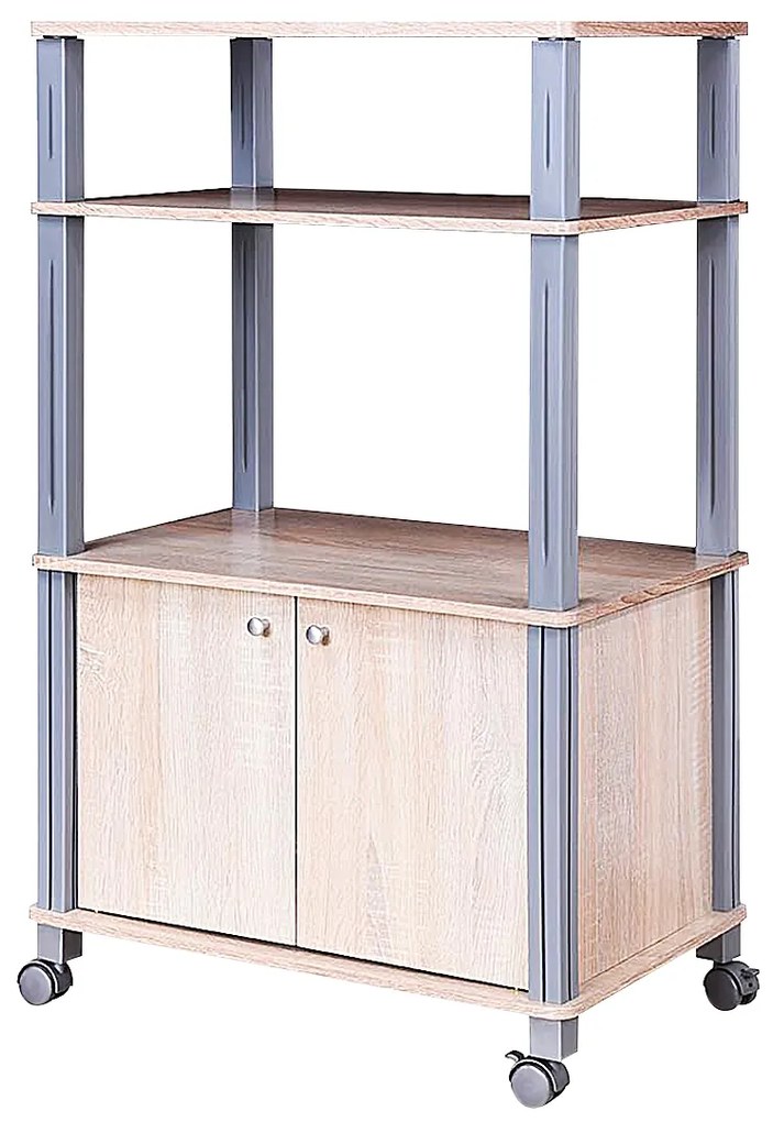 Prateleira Microondas Forno Carrinho Cozinha Armazenamento Organizador 60 x 40 x 98 cm Natural