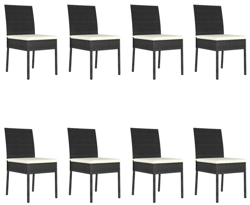 9 pcs conjunto de jantar para jardim vime PE preto