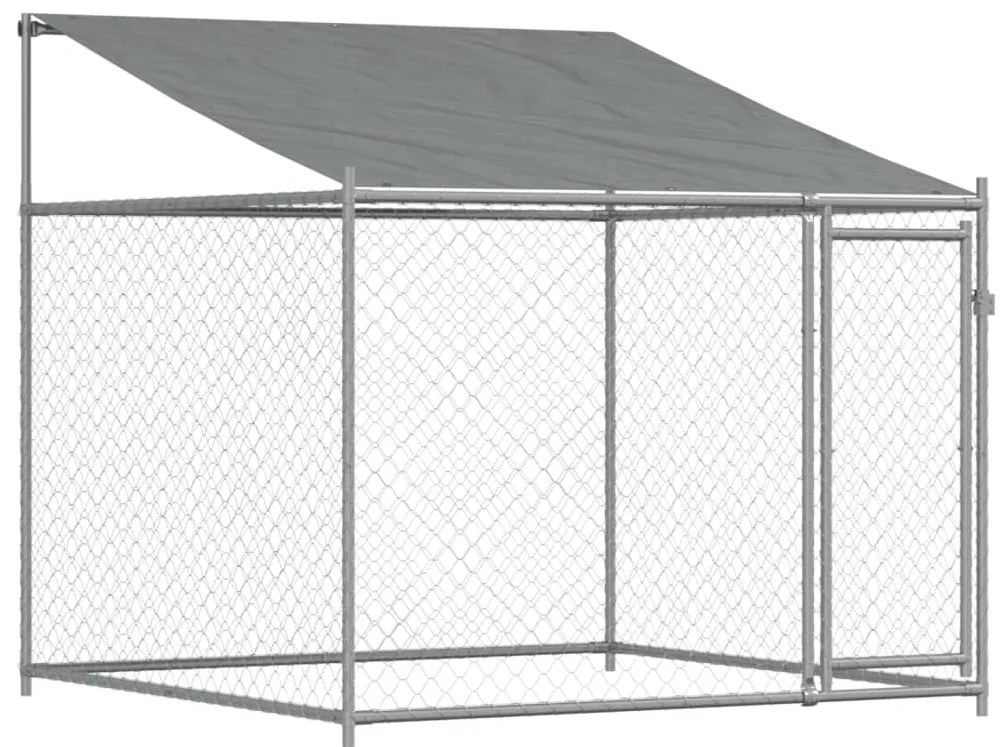 Jaula para cão com telhado/porta 4x2x2 m aço galvanizado cinza