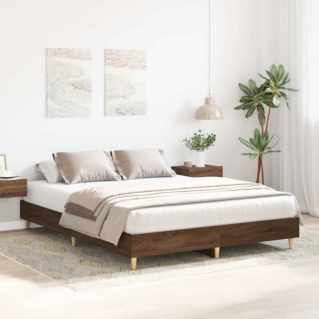 Estrutura de cama sem colchão 150x200 cm carvalho castanho