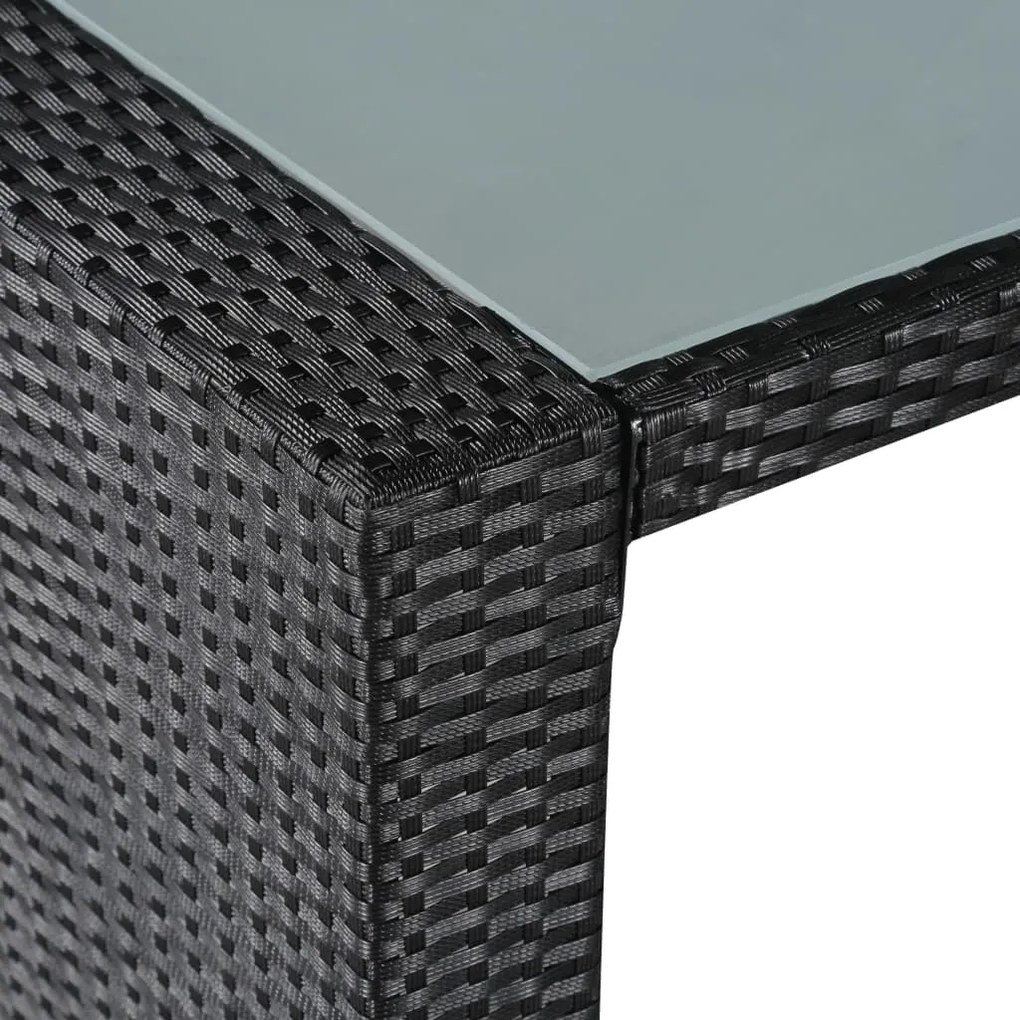 Conjunto de jantar para exterior 9 pcs vime PE preto