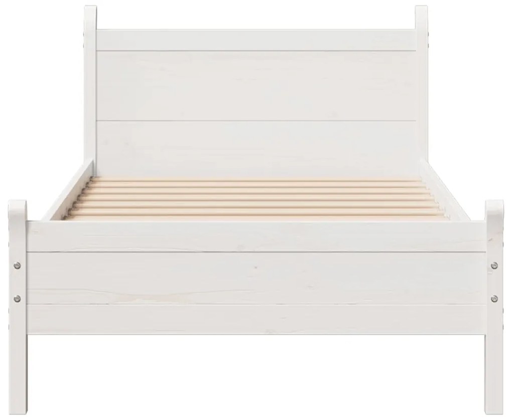 Cama sem colchão 75x190 cm madeira de pinho maciça branco