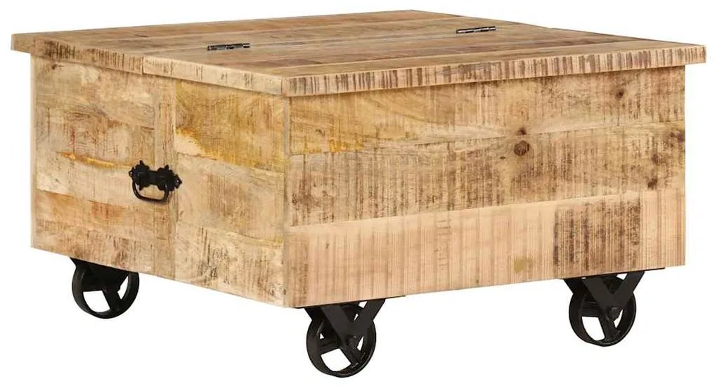 Mesa de centro madeira de mangueira áspera 70x70x40 cm