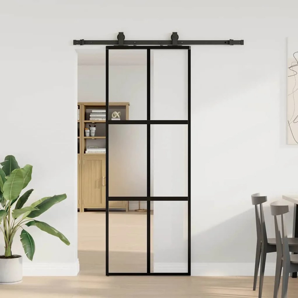 vidaXL Porta deslizante c/ conj. ferragens 76x205 cm vidro temperado