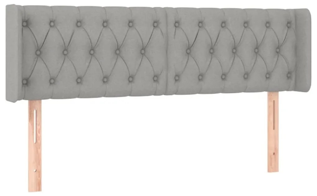 Cabeceira cama c/ luzes LED tecido 163x16x78/88 cm cinza-claro