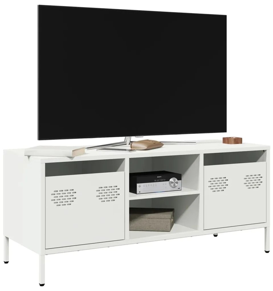 Móvel de TV 101,5x39x43,5 cm aço laminado a frio branco