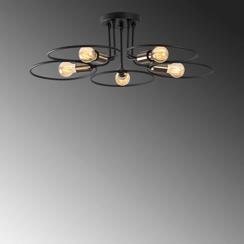 Candeeiro de Teto Circle – Preto – 73 x 73 cm