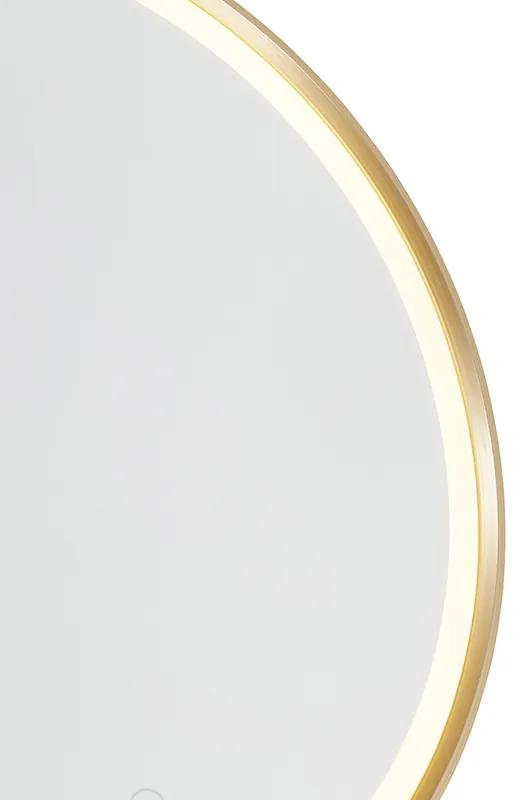 Espelho de banheiro redondo dourado 50 cm incl. LED com dimmer de toque - Miral Moderno