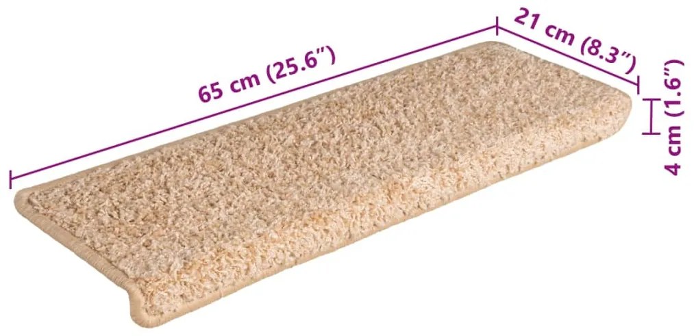 Tapete/carpete para degraus 15 pcs 65x21x4 cm dourado