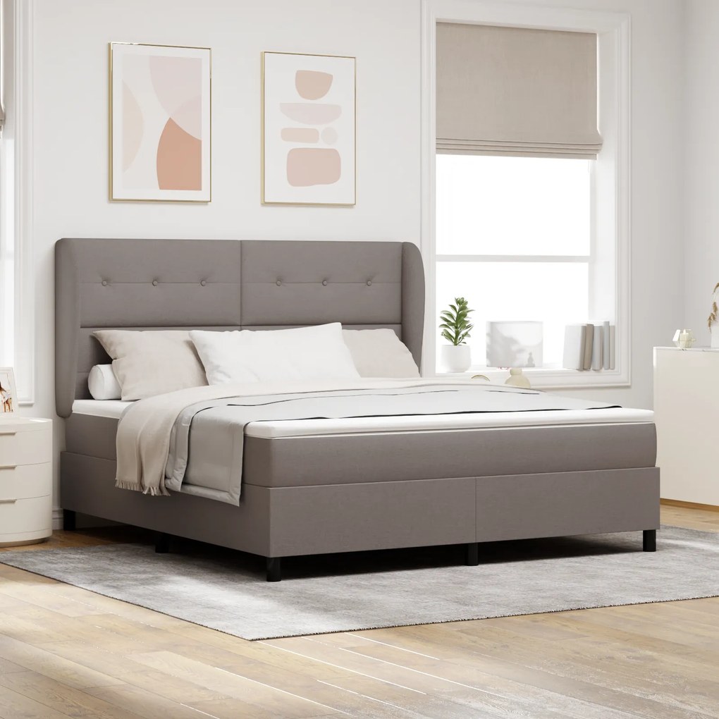 Cama Box com Colchão vidaXL, Taupe, 180x200 cm, Tecido