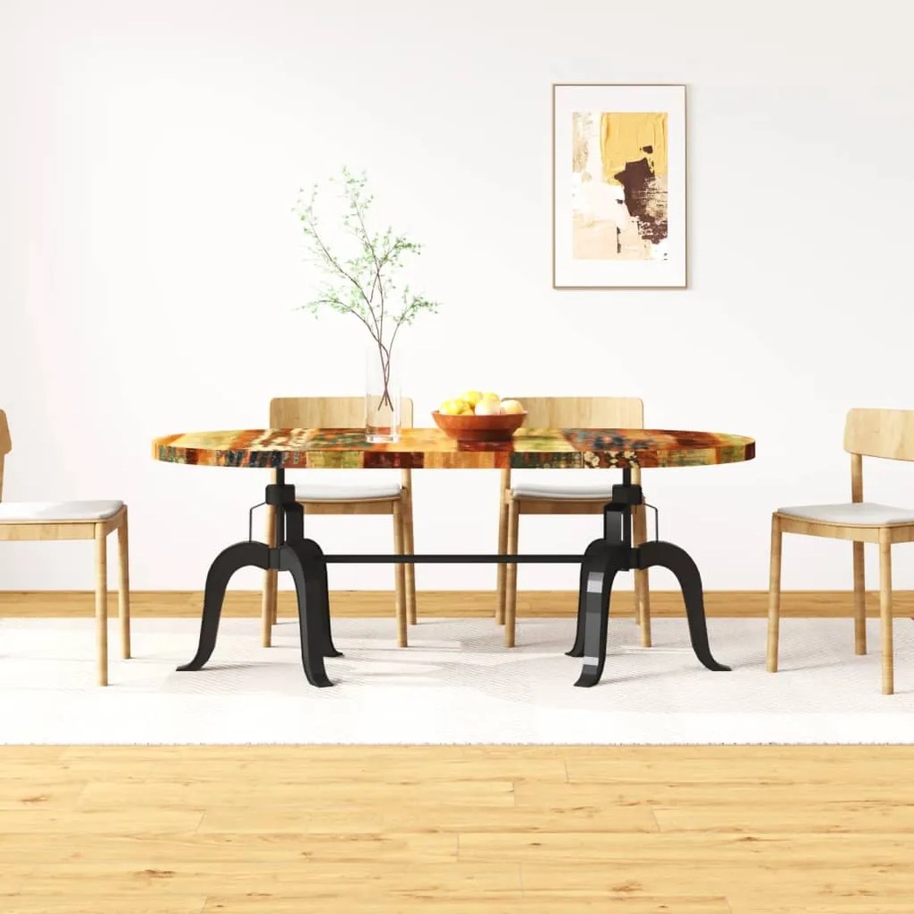 vidaXL Mesa de jantar madeira reciclada maciça + aço 180 cm