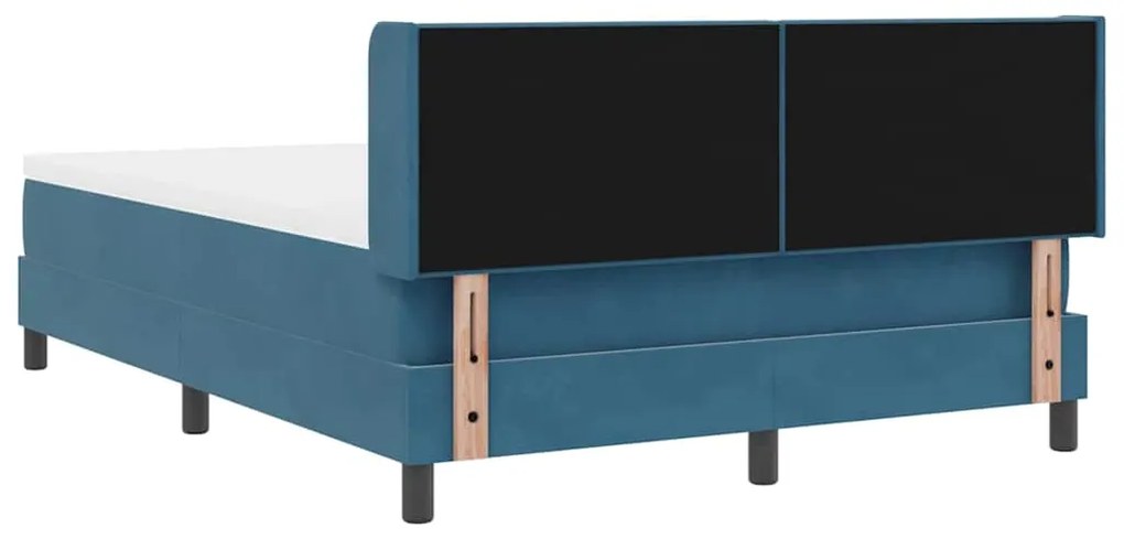 Cama Box com Colchão vidaXL Azul Escuro 140x190 cm Veludo