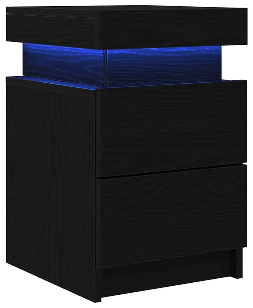 Cômoda de Canto vidaXL com Luzes LED 2 pcs Carvalho Preto 35x39x55 cm