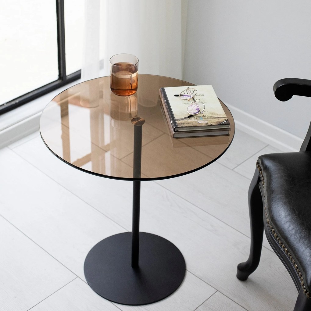 Mesa Lateral Chill-Out – Preto e Bronze – 50 cm x 50 cm x 50 cm