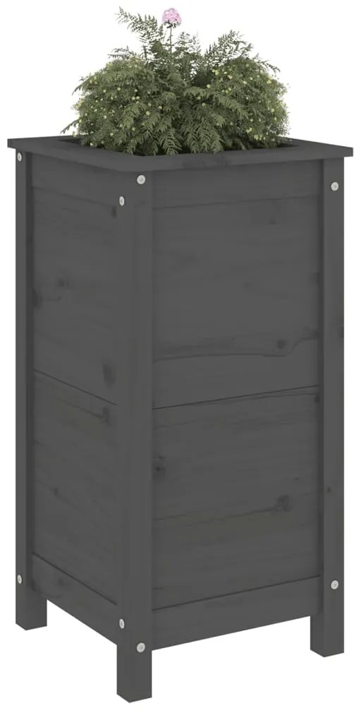 Vaso/floreira de jardim 40x40x78 cm pinho maciço cinzento