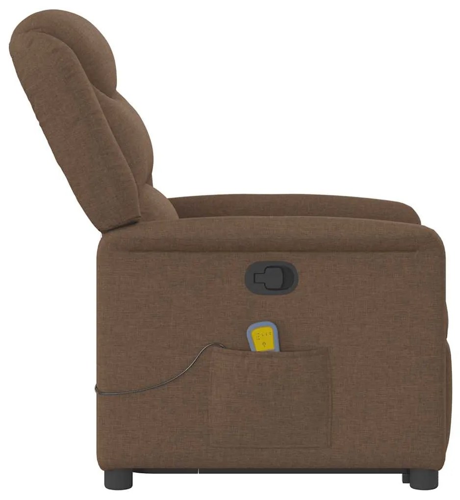 Poltrona reclinável massagens tecido castanho