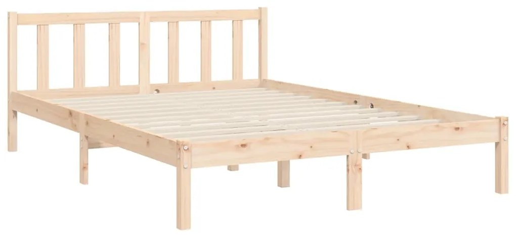 Estrutura de cama com cabeceira 140x190 cm madeira maciça