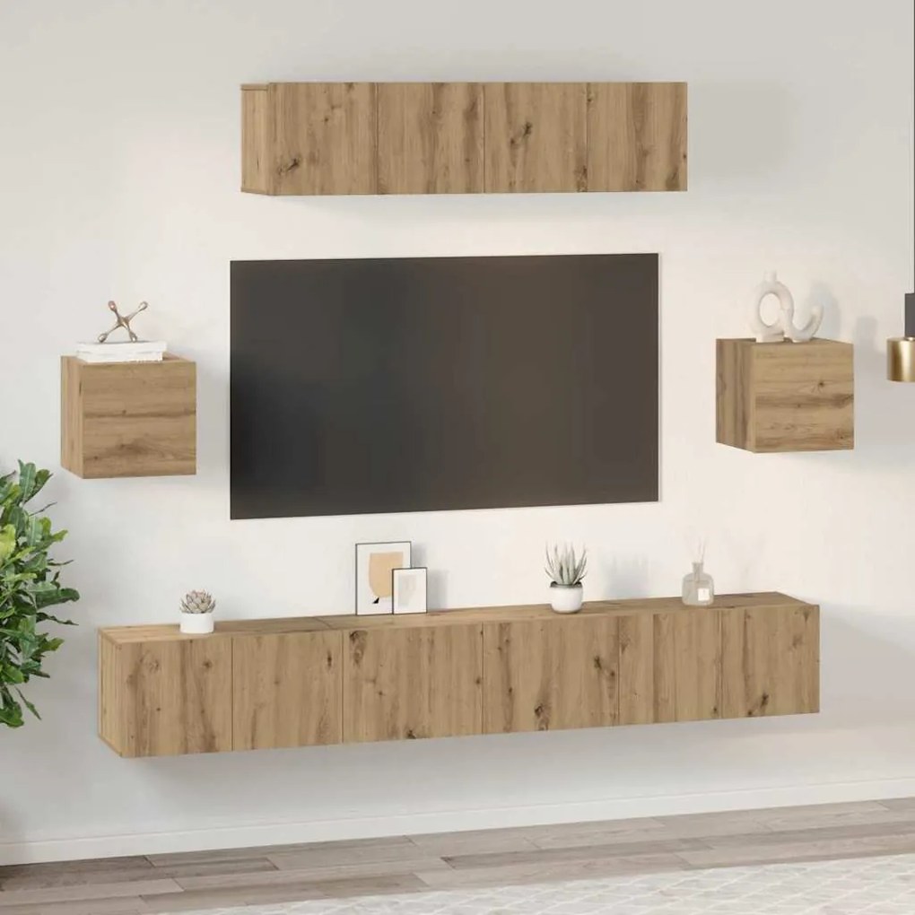 Conjunto de móvel de TV 7 pcs carvalho artisiano