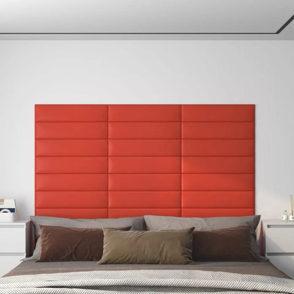 343829 vidaXL Painel parede 12pcs 60x15 cm couro artificial 1,08 m² vermelho