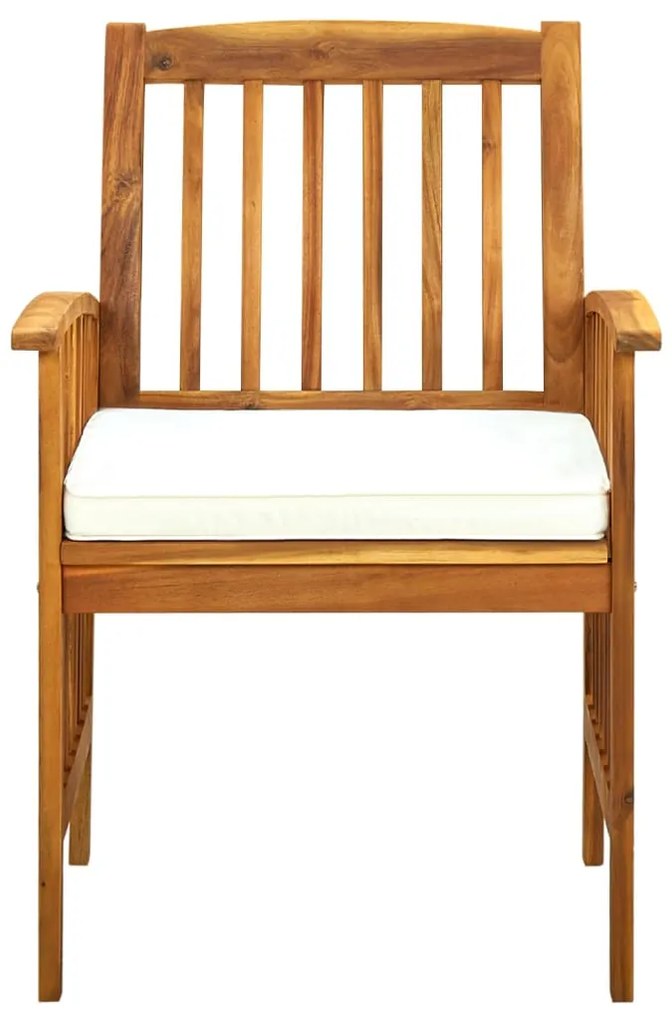 3 pcs conjunto de jantar p/ jardim c/ almofadões acácia maciça