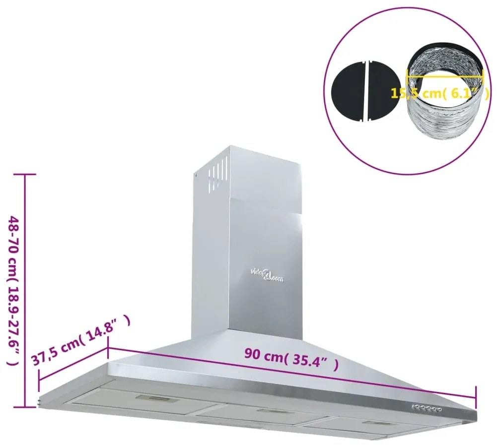 Exaustor 90 cm aço inoxidável