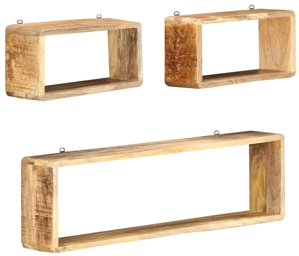 vidaXL 3 pcs conjunto de prateleiras de parede cubos mangueira maciça