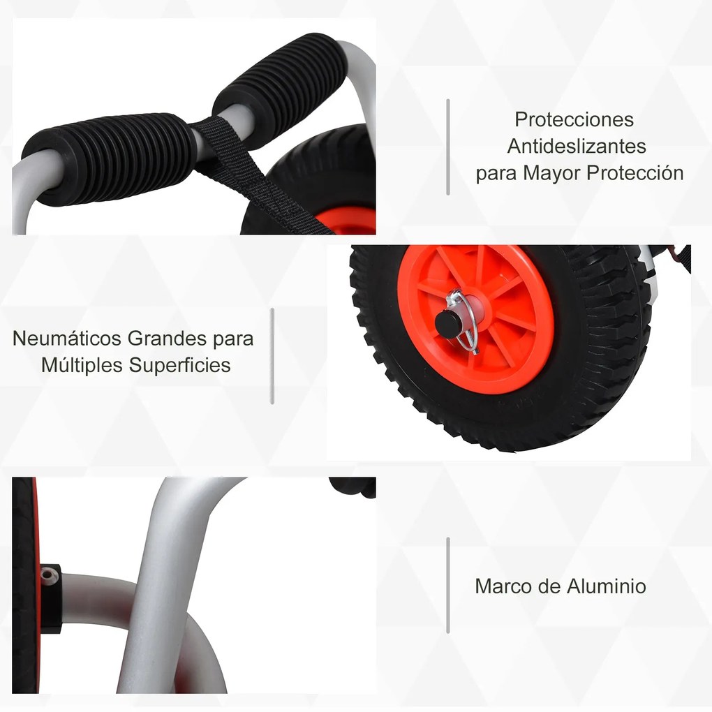 Carrinho de transporte dobrável para caiaque carga 75 kg de alumínio a