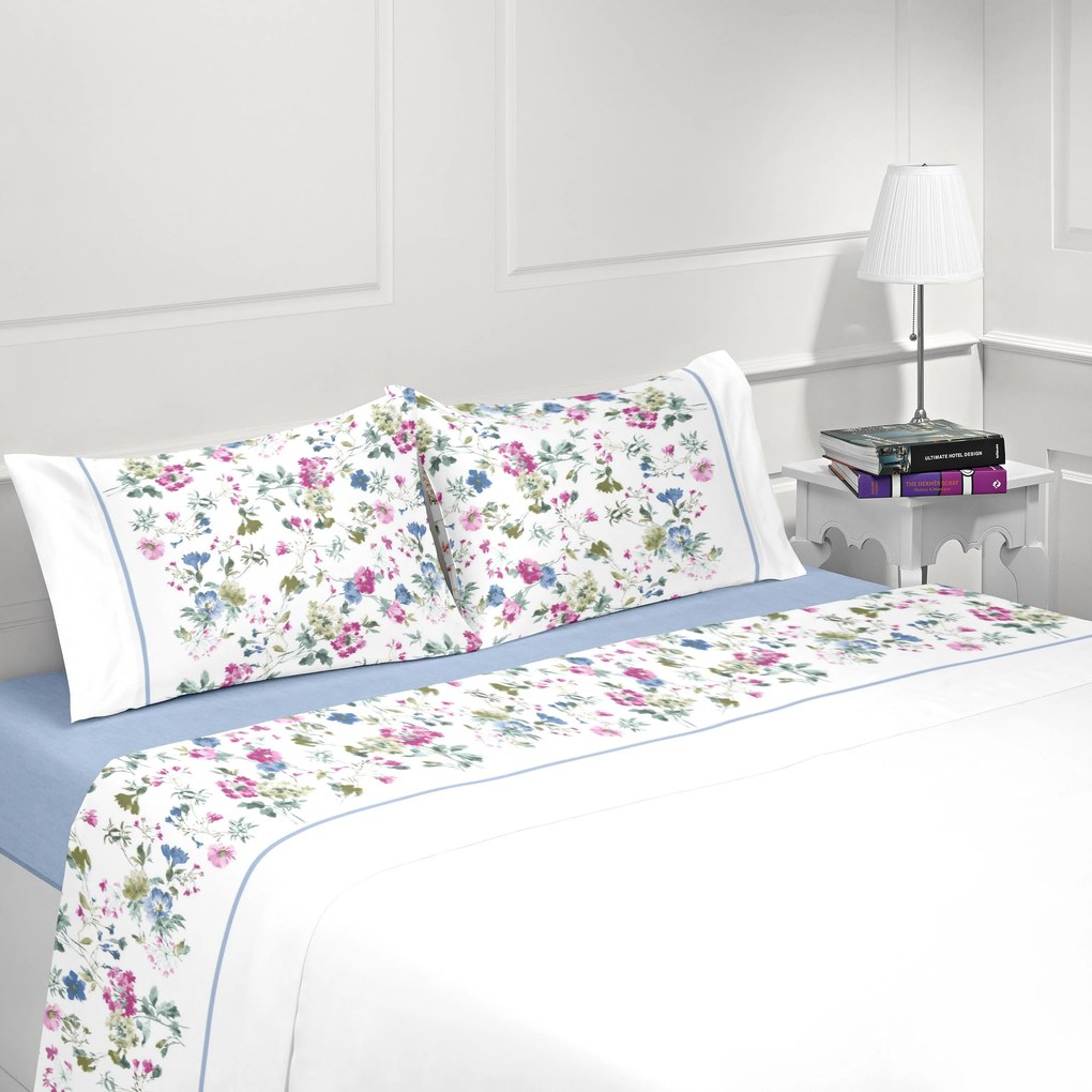 Jogo de lençóis 100% algodão - Casa&Algodão: Cama 150cm - 1 lençol ajustable 150x200+30 cm + 1 lençol superior 240x300 cm + 2 fronhas 50x70 cm