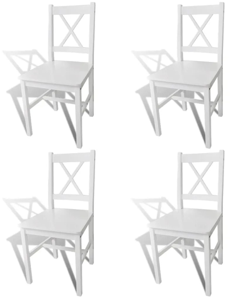 vidaXL Cadeiras de jantar 4 pcs madeira de pinho branco