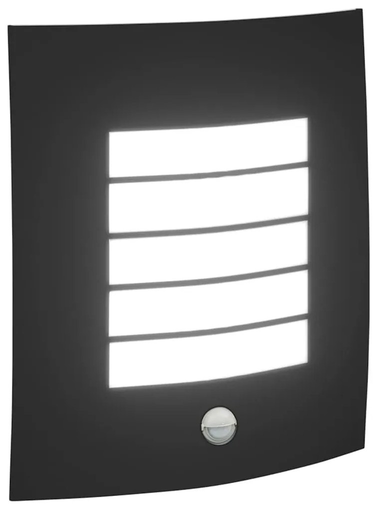 Luzes de Parede com Sensor 2 pcs Aço Inoxidável Preto IP44