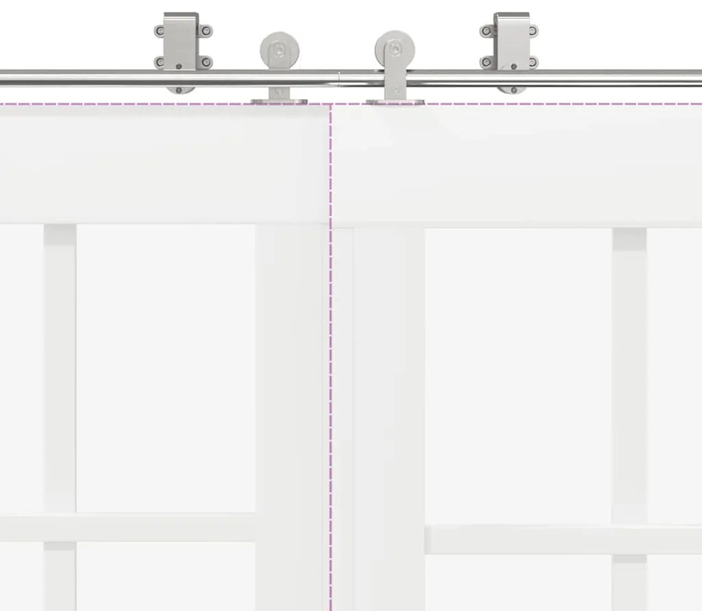 Kit ferragens p/ porta deslizante 366cm aço inoxidável prateado