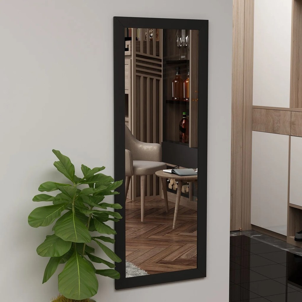 Espelho "Omilo" - 40 x 105 x 2 cm - Preto - Design Moderno