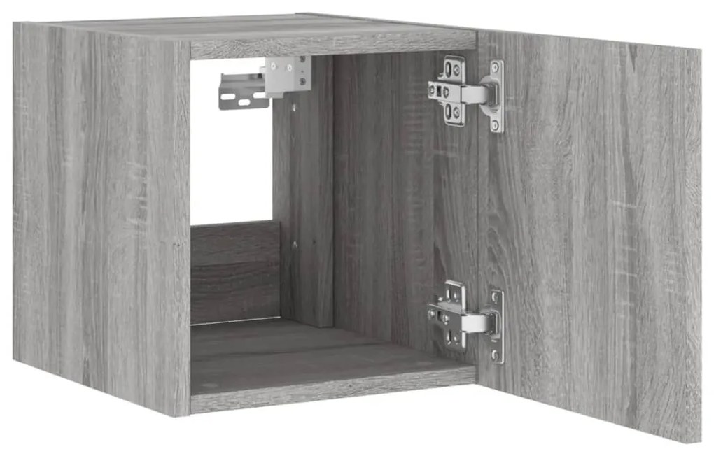 Móvel de parede p/ TV c/ luzes LED 30,5x35x30cm cinzento sonoma