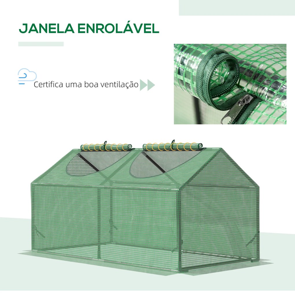 Estufa 119x60x60cm Estufa de Jardim com 2 Janelas Enroláveis para Cult