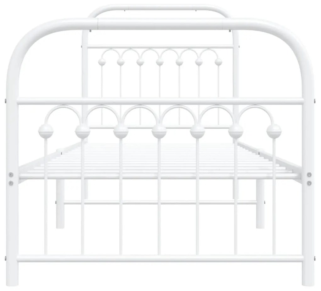 Estrutura de cama com cabeceira e pés 75x190 cm metal branco