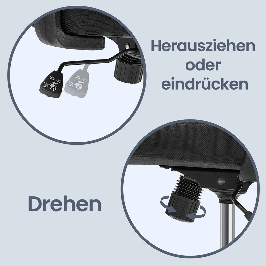 Cadeira de escritório 68,5 x 70 x (116-133) cm regulável em altura em malha respirável preta